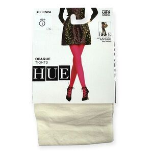 Hue Opaque Non Control Top Tights Ivory Womens Size 1